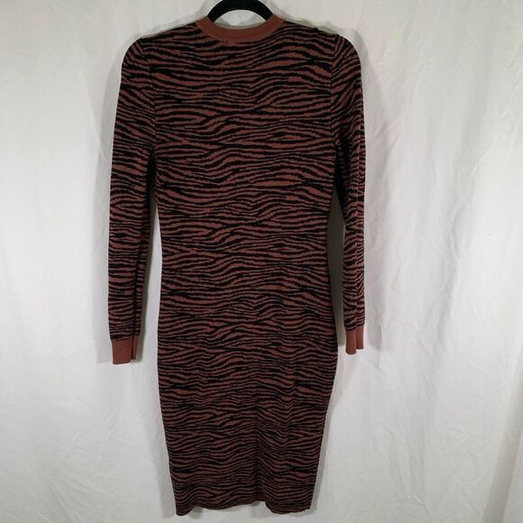 Express Negin Mirsalehi Sweater Dress Womens Medium Brown Animal Print - Picture 6 of 7